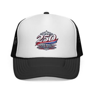 250 America Vintage Racing Logo Trucker Cap | Patriotic Mesh Hat