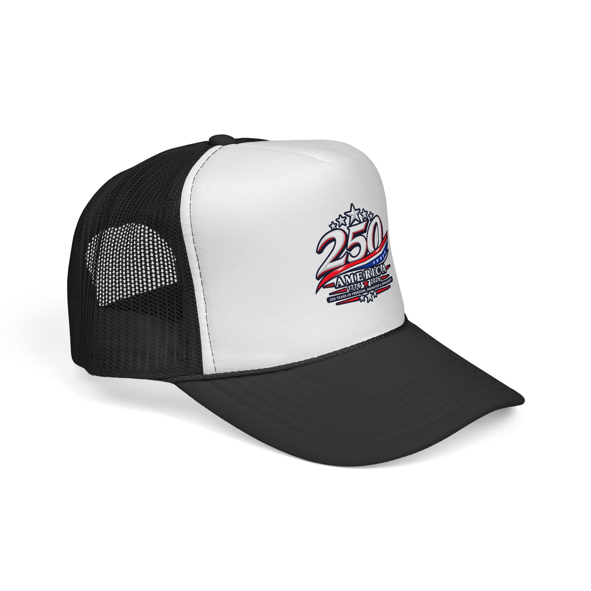 250 America Vintage Racing Logo Trucker Cap | Patriotic Mesh Hat - Image 2